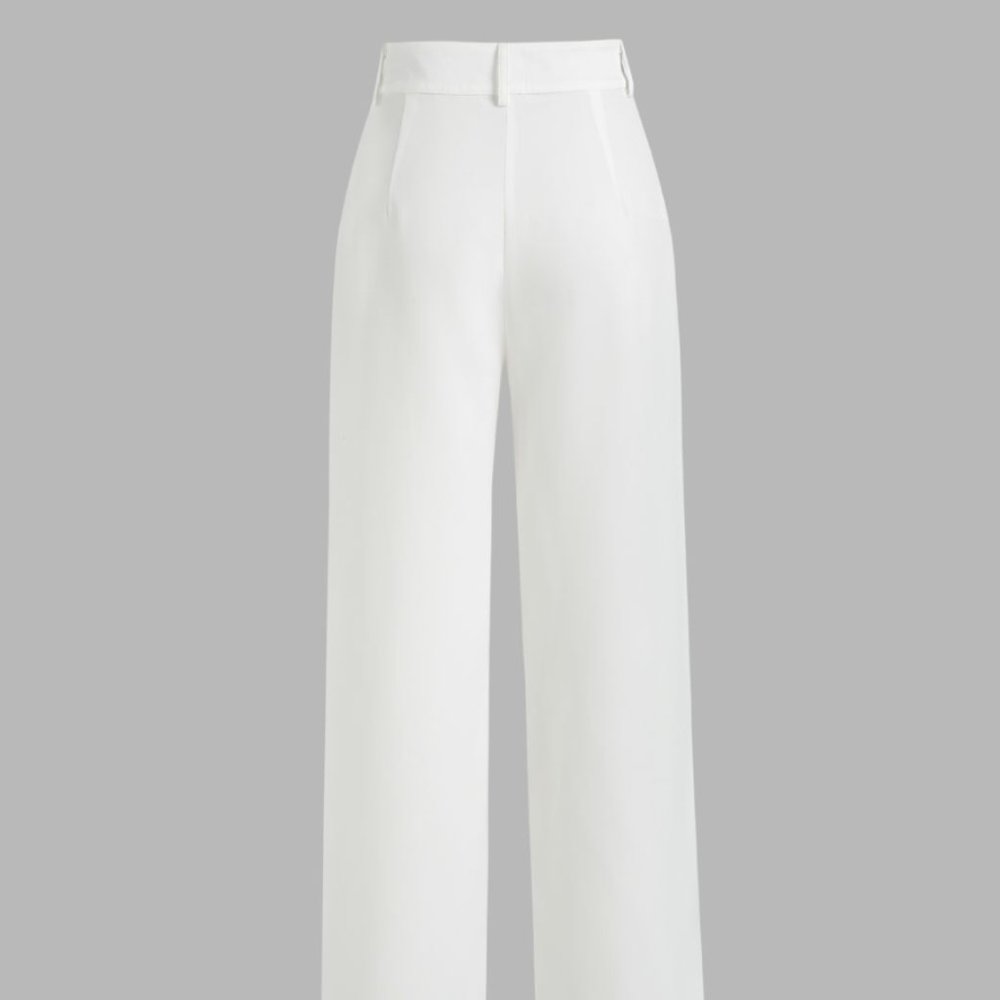 Solid Stitch Straight Leg Trousers